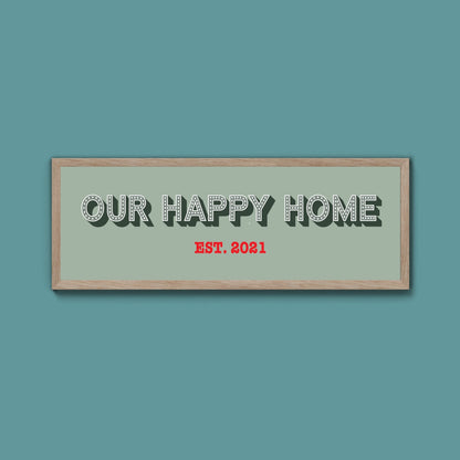 Personalised Our Happy Home Framed Print (New Style) - Above The Door