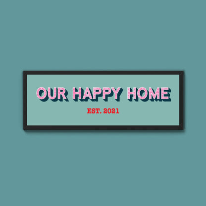Personalised Our Happy Home Framed Print (New Style) - Above The Door