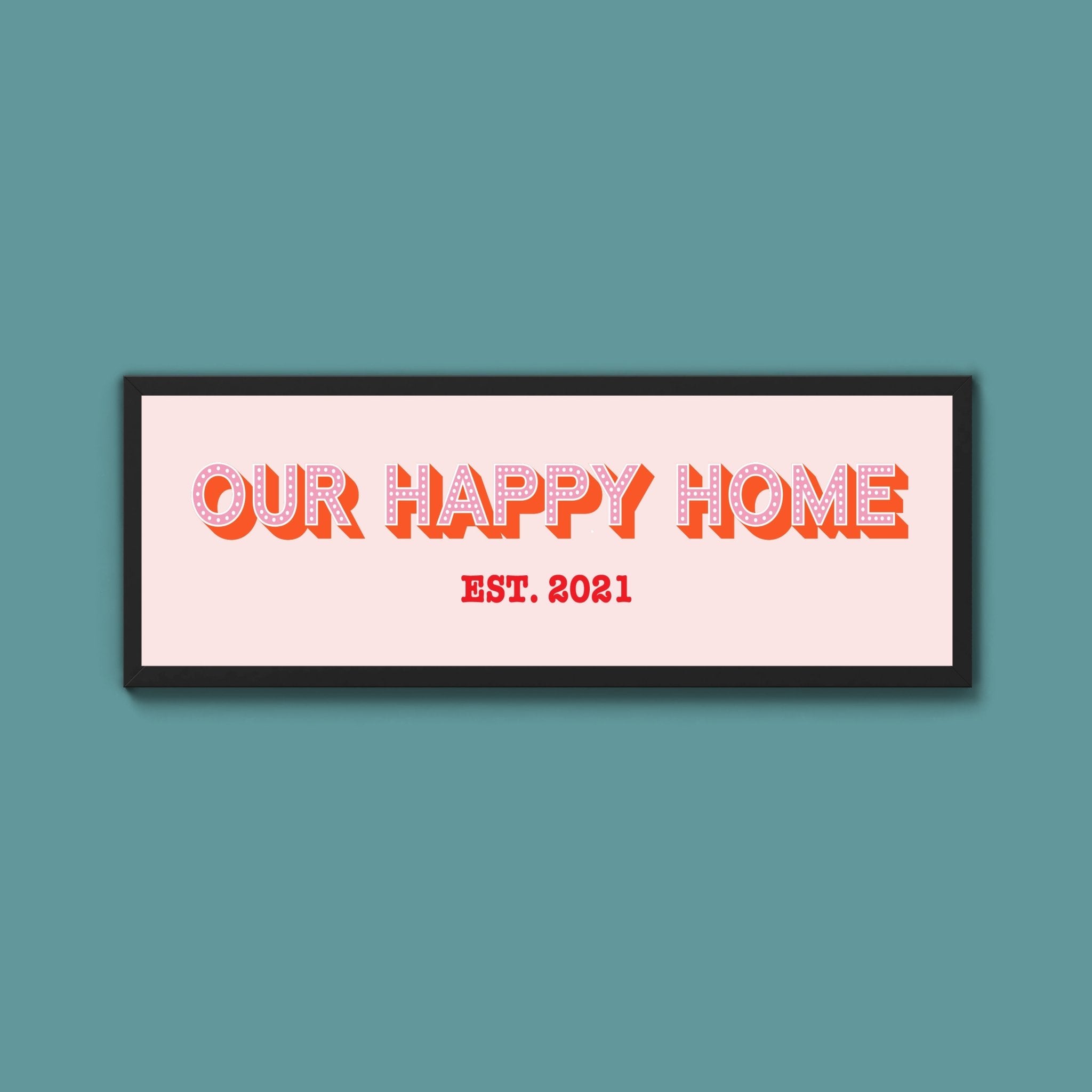 Personalised Our Happy Home Framed Print (New Style) - Above The Door