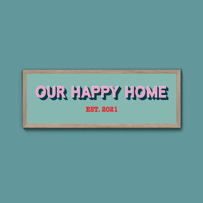 Personalised Our Happy Home Framed Print (New Style) - Above The Door