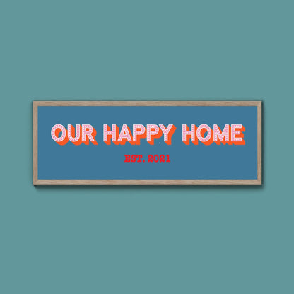 Personalised Our Happy Home Framed Print (New Style) - Above The Door