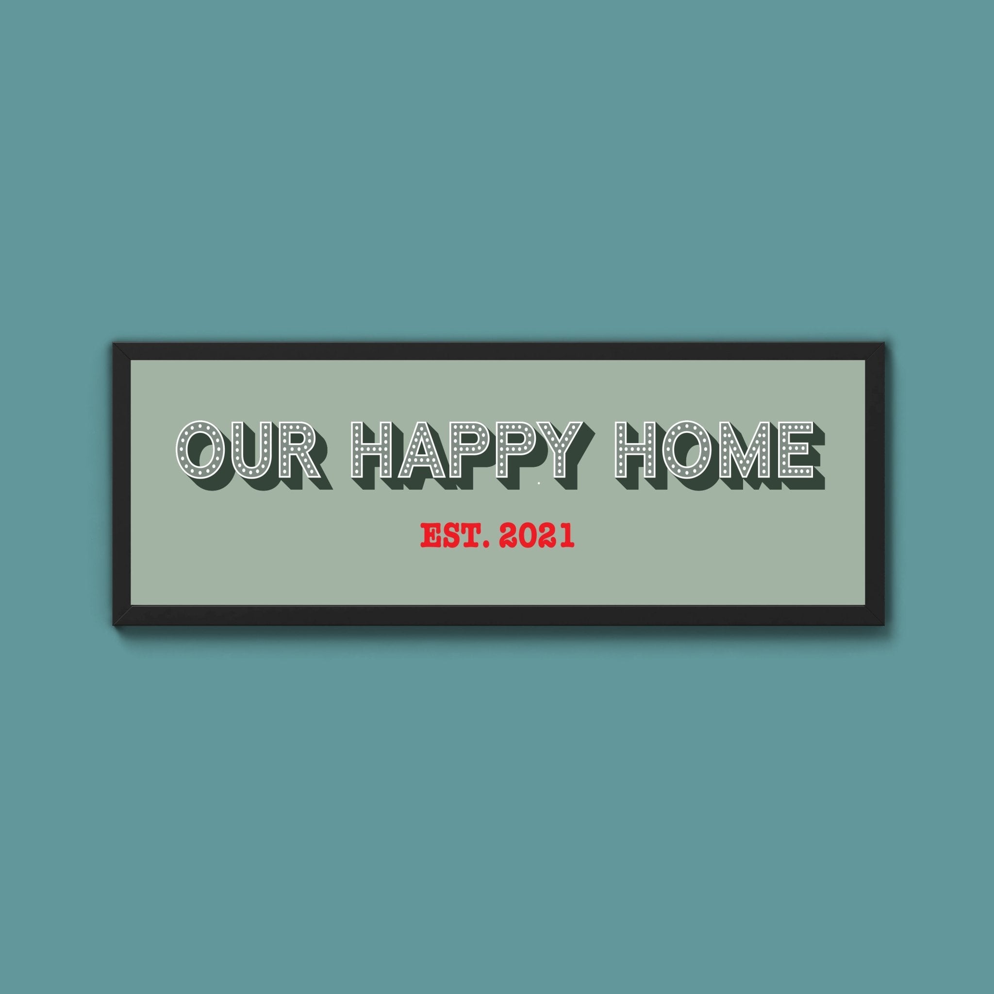 Personalised Our Happy Home Framed Print (New Style) - Above The Door