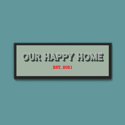 Personalised Our Happy Home Framed Print (New Style) - Above The Door