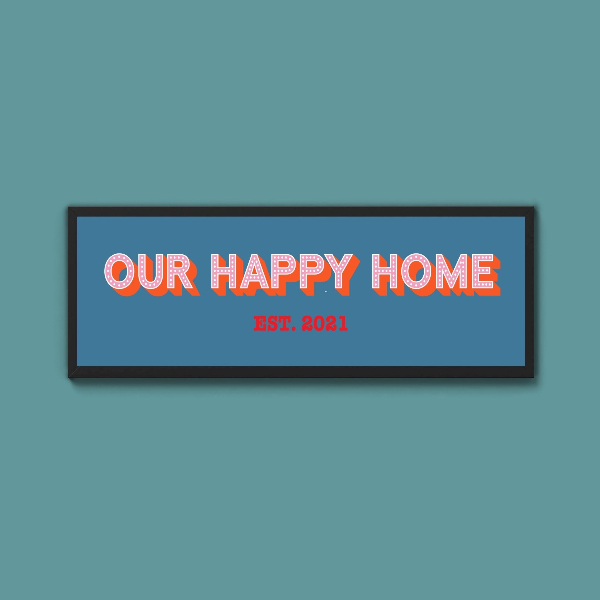 Personalised Our Happy Home Framed Print (New Style) - Above The Door