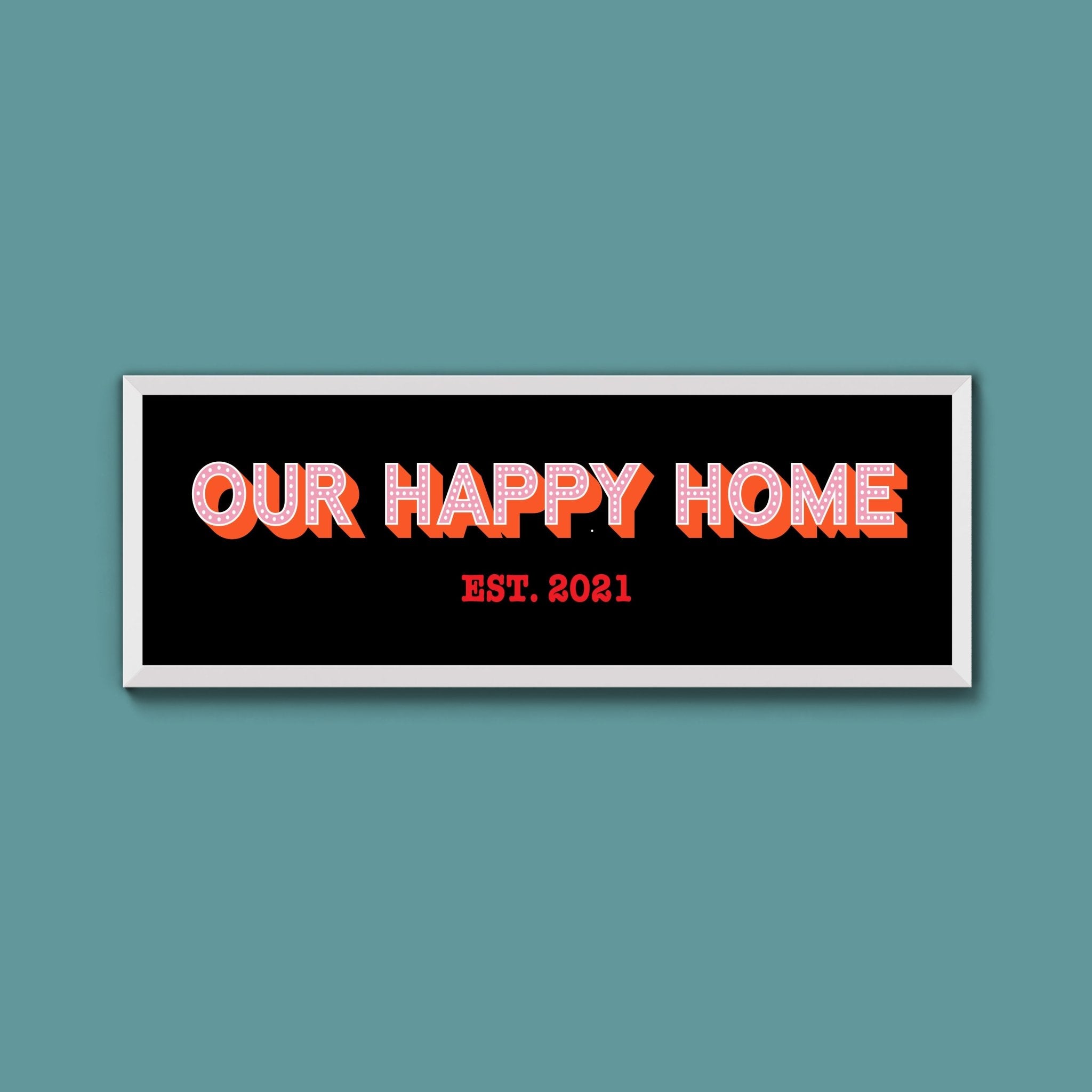 Personalised Our Happy Home Framed Print (New Style) - Above The Door