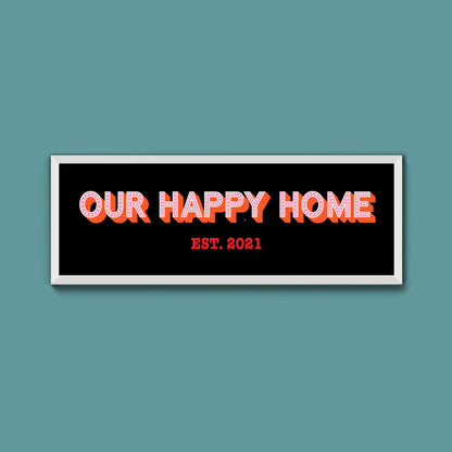 Personalised Our Happy Home Framed Print (New Style) - Above The Door