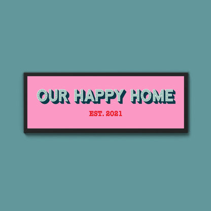Personalised Our Happy Home Framed Print (New Style) - Above The Door