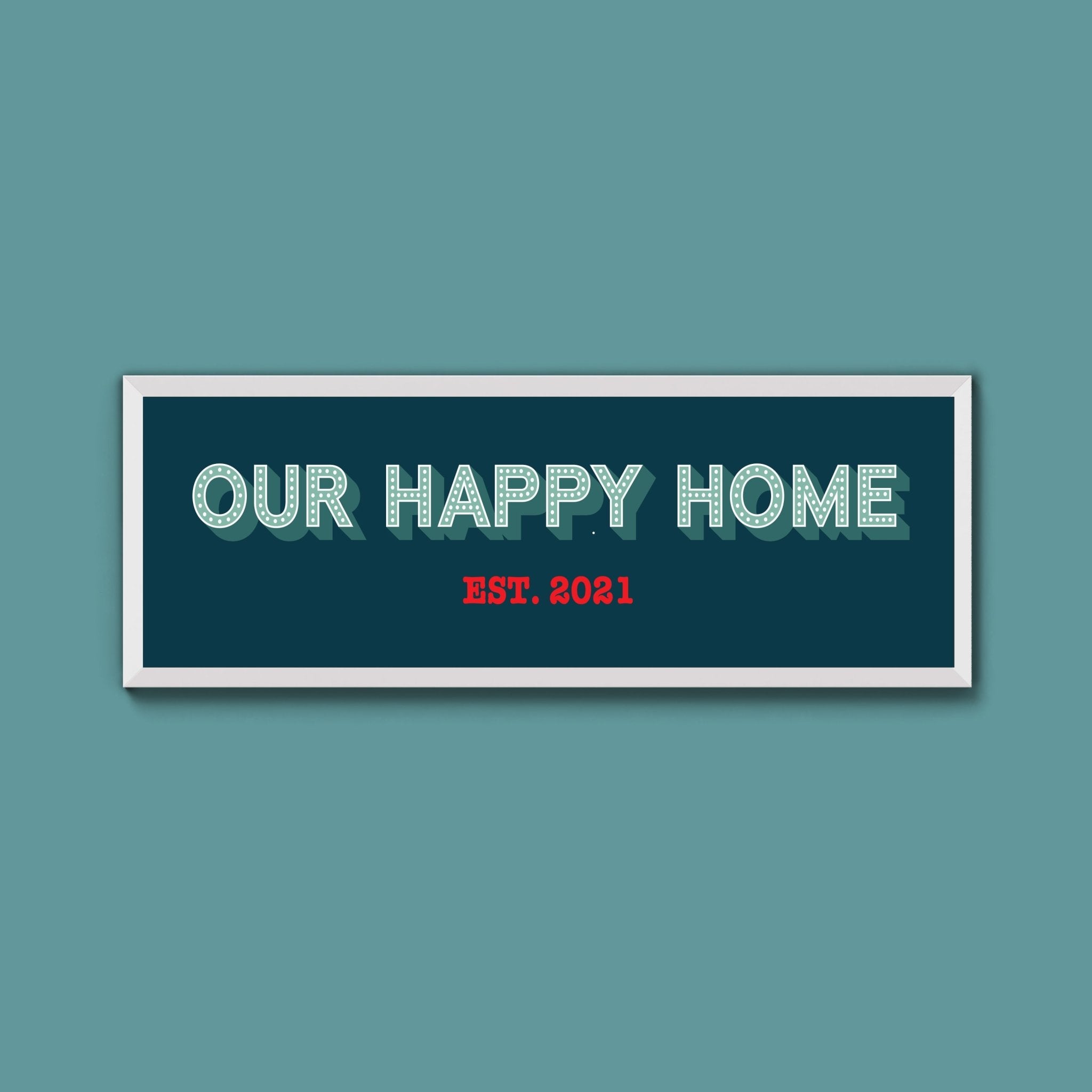 Personalised Our Happy Home Framed Print (New Style) - Above The Door