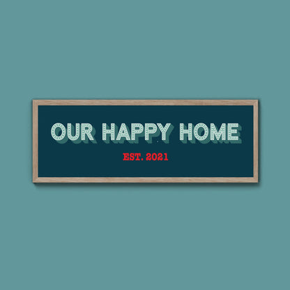 Personalised Our Happy Home Framed Print (New Style) - Above The Door