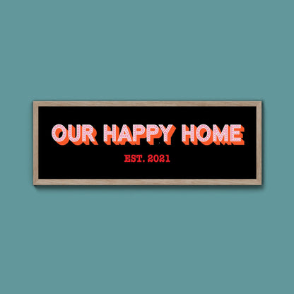 Personalised Our Happy Home Framed Print (New Style) - Above The Door