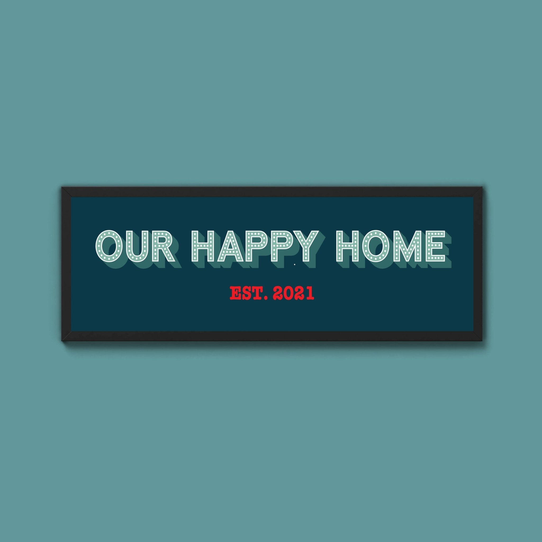Personalised Our Happy Home Framed Print (New Style) - Above The Door