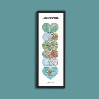 Personalised Portrait Travel Map Heart Print - Above The Door