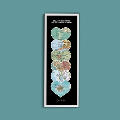 Personalised Portrait Travel Map Heart Print - Above The Door