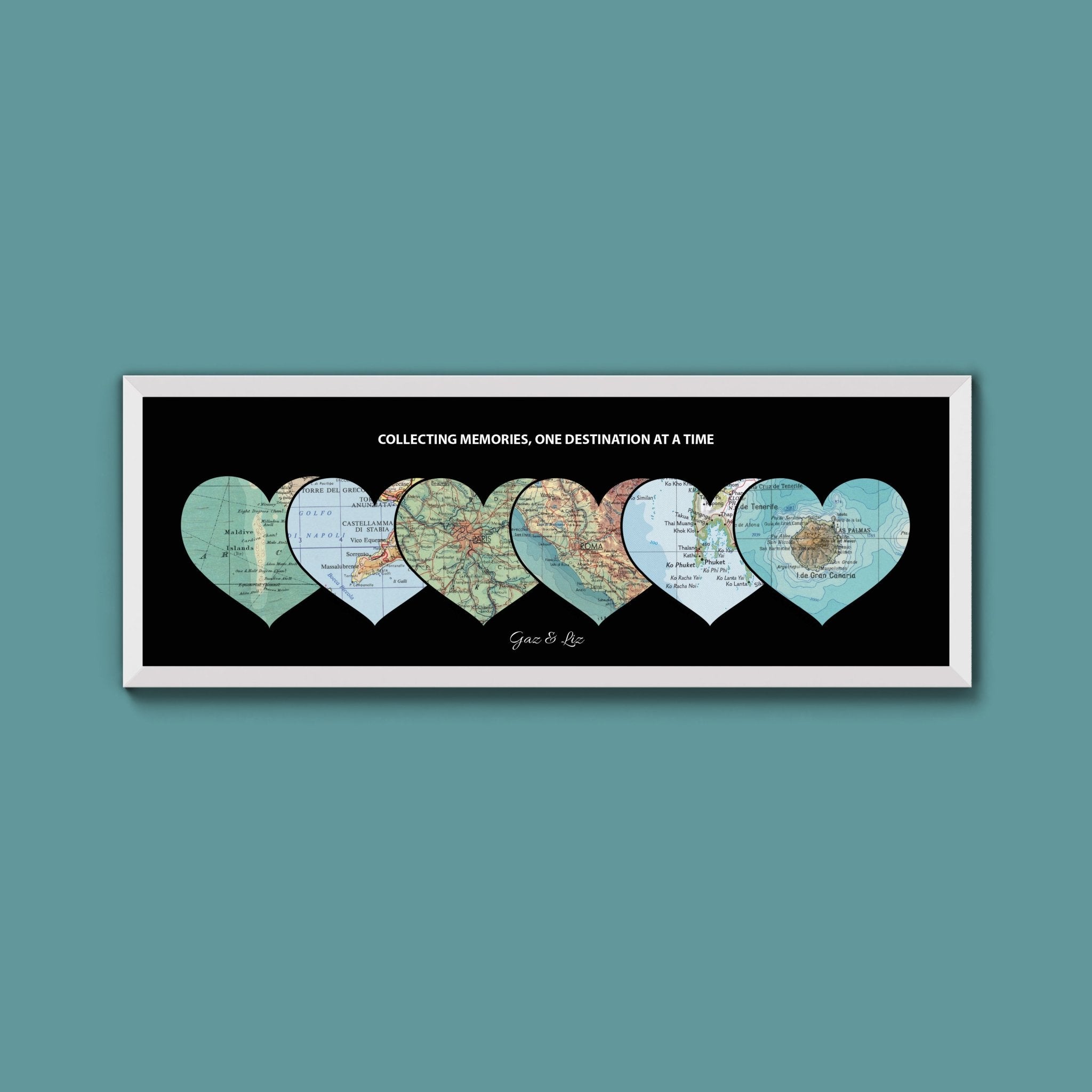 Personalised Travel Map Heart Print - Above The Door