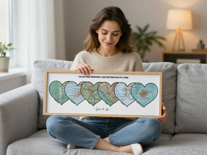 Personalised Travel Map Heart Print - Above The Door