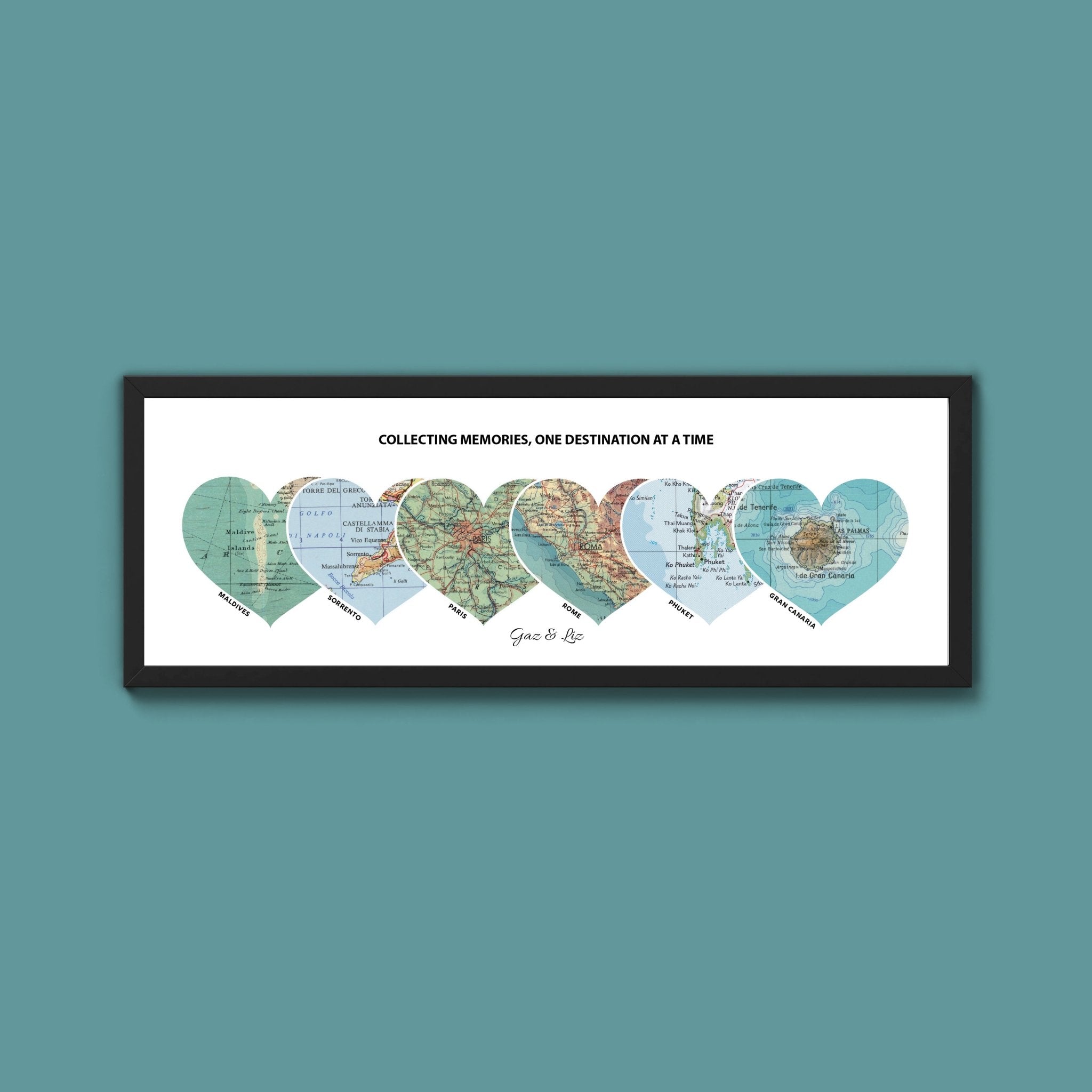 Personalised Travel Map Heart Print - Above The Door