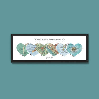 Personalised Travel Map Heart Print - Above The Door