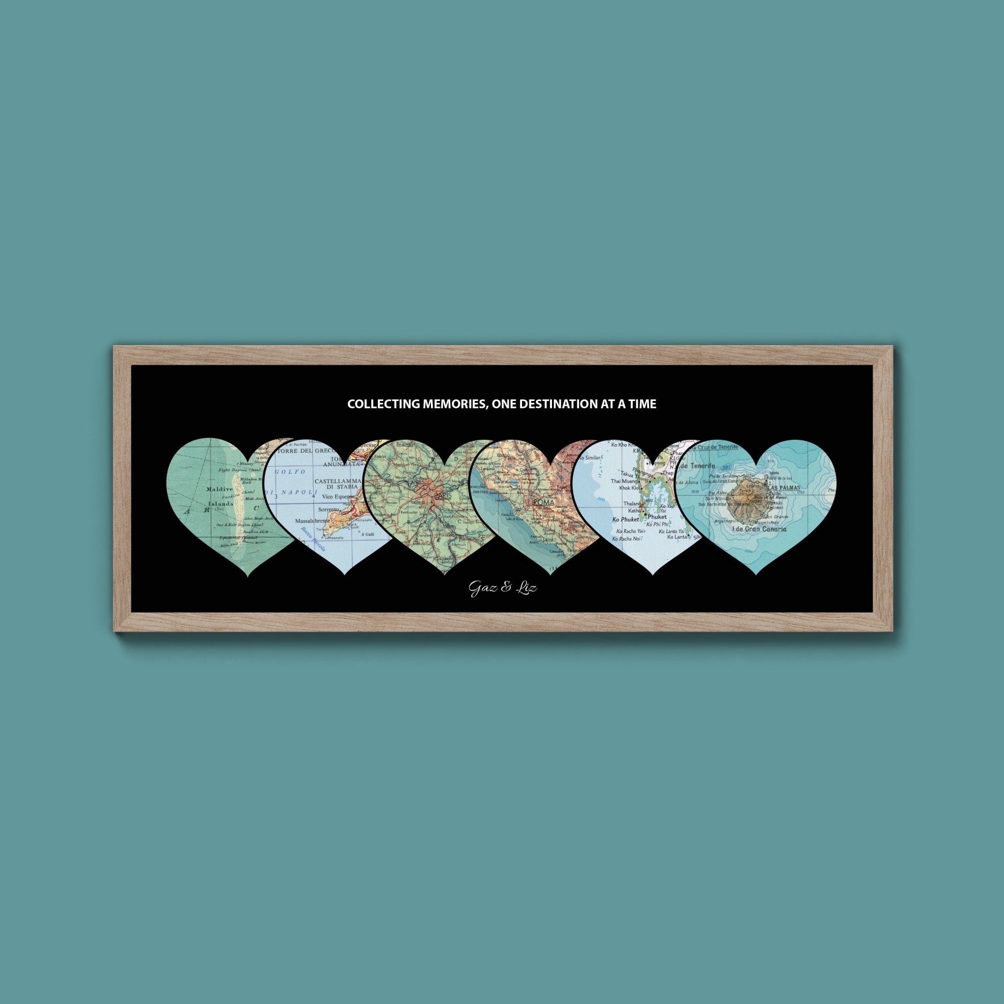 Personalised Travel Map Heart Print - Above The Door