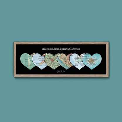 Personalised Travel Map Heart Print - Above The Door