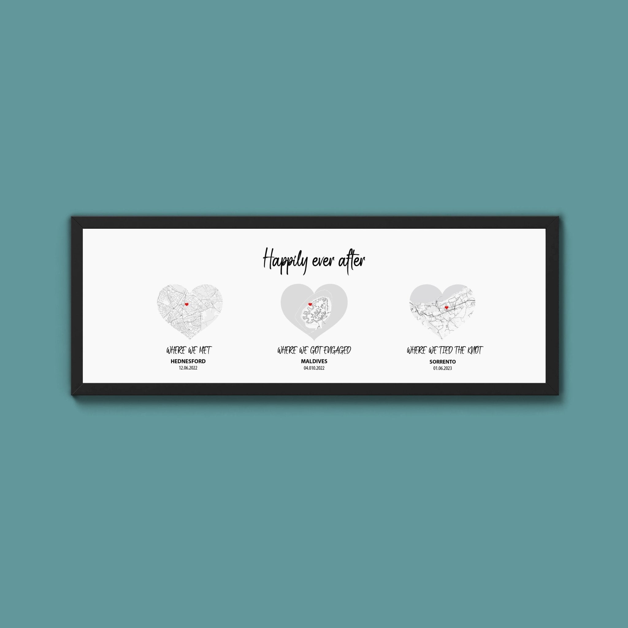 Personalised Travel Map Heart Print (New Style) - Above The Door