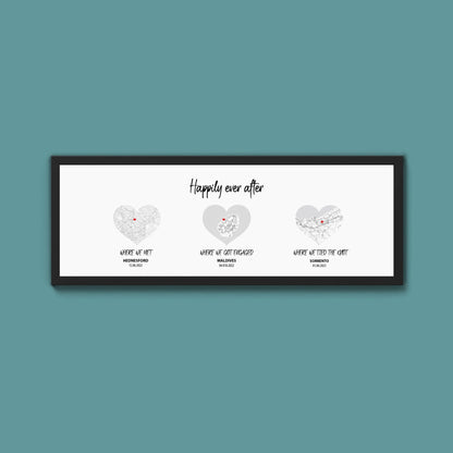 Personalised Travel Map Heart Print (New Style) - Above The Door