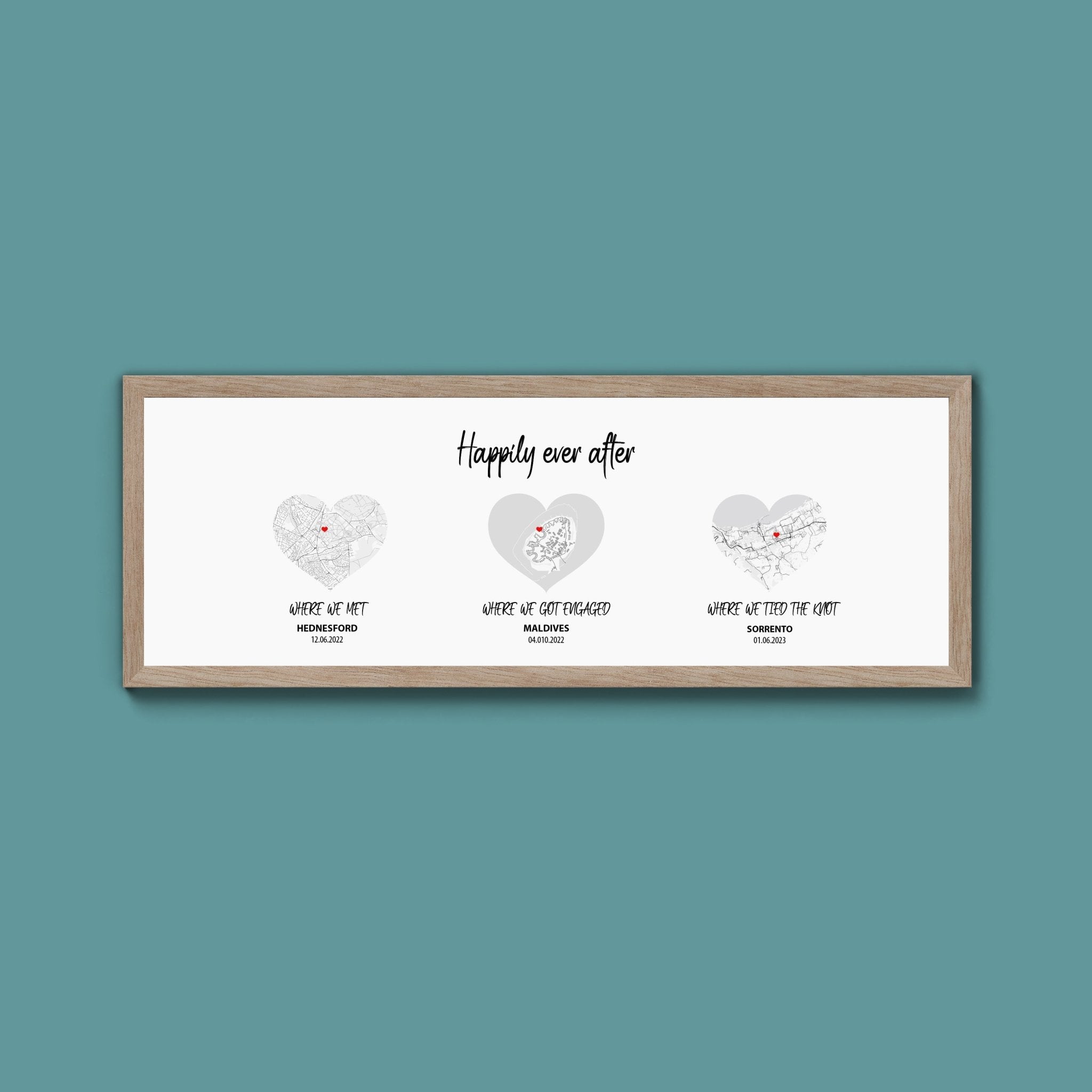 Personalised Travel Map Heart Print (New Style) - Above The Door