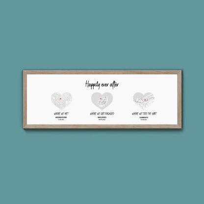 Personalised Travel Map Heart Print (New Style) - Above The Door
