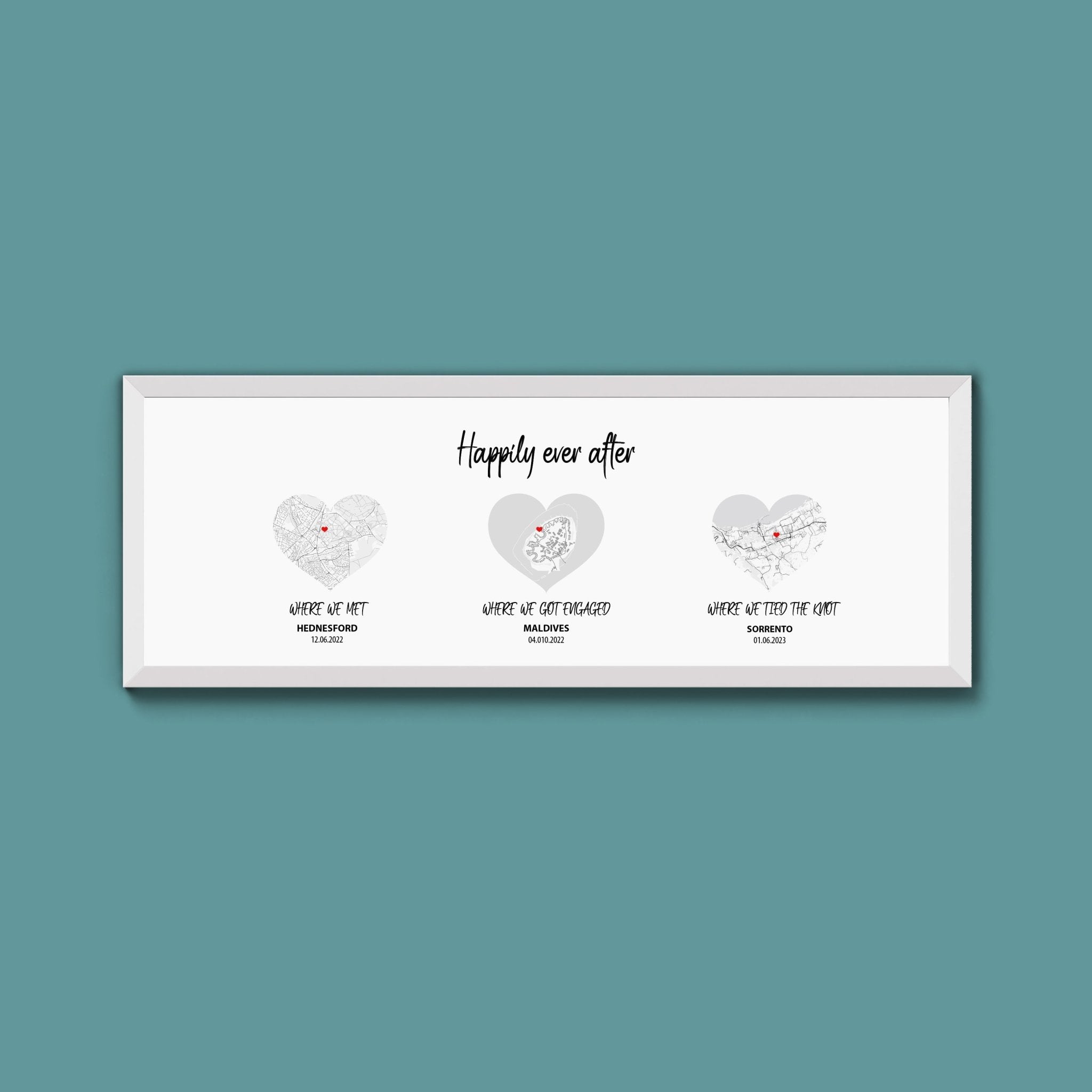 Personalised Travel Map Heart Print (New Style) - Above The Door