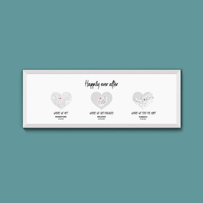 Personalised Travel Map Heart Print (New Style) - Above The Door