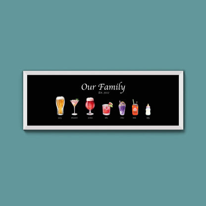 Personalised Watercolour Drinks Print - Above The Door