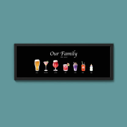 Personalised Watercolour Drinks Print - Above The Door