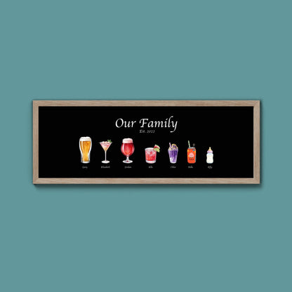 Personalised Watercolour Drinks Print - Above The Door
