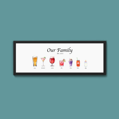Personalised Watercolour Drinks Print - Above The Door