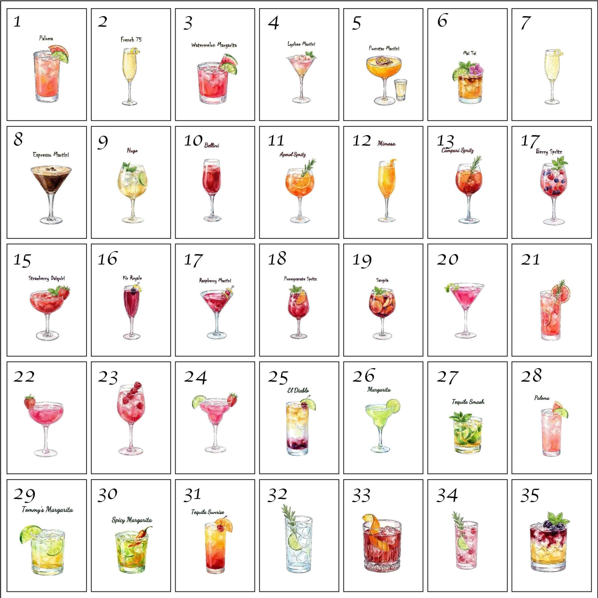 Personalised Watercolour Drinks Print (New Style) - Above The Door
